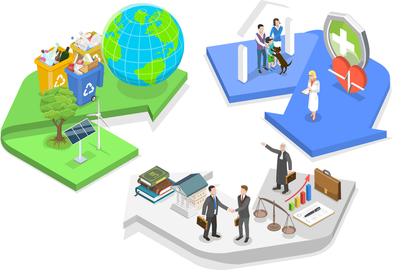 3D Isometric Flat  Conceptual Illustration of ESG