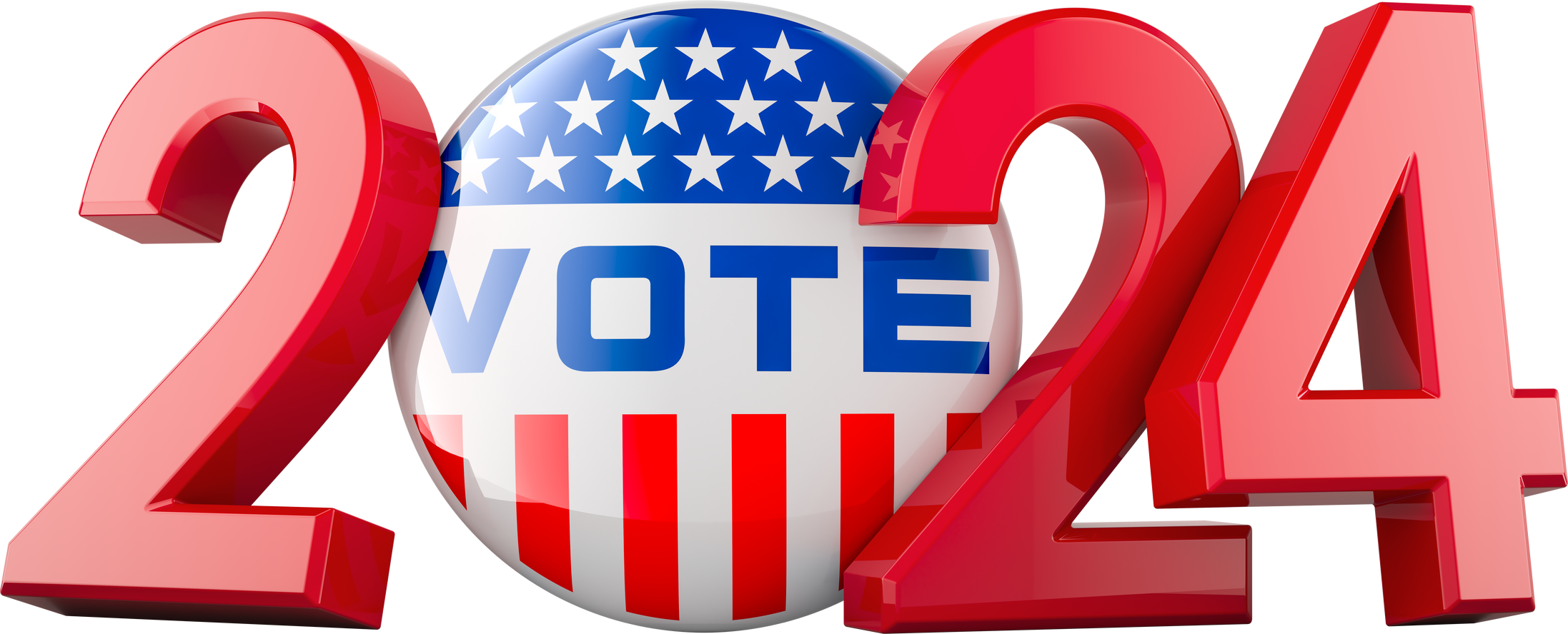 The United States presidential election 2024, 3D rendering isolated on transparent background